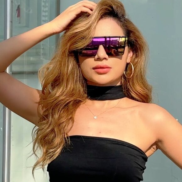 Oversized Square Sunglasses UV400 Protection Trendy Flat Top - Picture 8 of 8